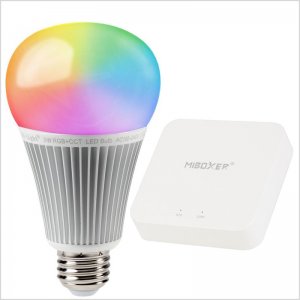 A19 MiBoxer Wi-Fi Smart LED Bulb - RGB+Tunable White - Smartphone / Alexa / Google Home Assistant Compatible - 9W - 60W Equivalent - 850 Lumens