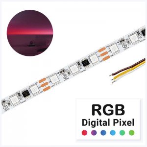 5m Digital RGB LED Strip Light - 18 LEDs/ft - Addressable Color-Chasing LED Tape Light - 12V - IP20 - RGB