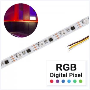 3m Digital RGB LED Strip Light - Single Addressable Color-Chasing LED Tape Light - 5V - IP20 - RGB