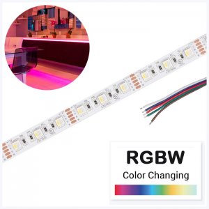 5m RGBW LED Strip Light - 4-in-1 Chip 5050 Color-Changing LED Tape Light - 12V / 24V - IP20