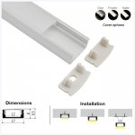 ALU-LS1714 Series Mounting Aluminum Channel Kit - Surface / Recessed Installation - For Strips Up To 12mm - 1m / 2m