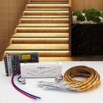 Intelligent Motion Sensor LED Stair Lighting Kit KMG-COB3233, 60 Inches Long Warm White 3000K Cuttable Flexible LED Strip Light for Indoor LED Stair Lights LED Step Lights