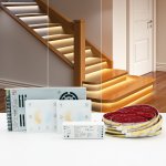 Synchronized Style LED Stair Lighting Complete Set KMG-6589, 40in Length Cuttable Tunable White LED Strip Light Suitable for 20~50in Width Indoor Staircase