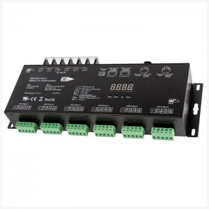 24-Channel LED DMX512 and RDM Digital Decoder and Master - 4 A/CH - Digital Display - 12-24 VDC