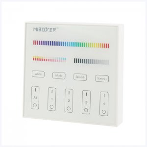 MiBoxer Wireless LED Wall Remote - RGB+CCT 4-Zone Touch Panel - Battery Operated