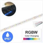 5m RGB+W LED Strip Light - Color-Changing LED Tape Light - 12V / 24V - IP67 Weatherproof