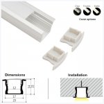 ALU-LE2314 Series Mounting Aluminum Channel Kit - Recessed Installation - For Strips Up To 12mm - 1m / 2m