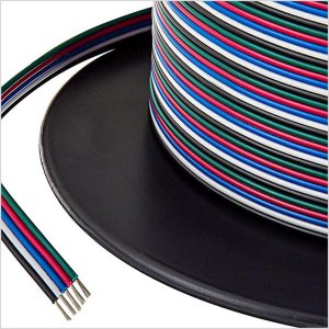 22 Gauge Wire - Five Conductor RGB+W Power Wire - Per Foot