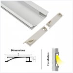 ALU-LG1468 Series Mounting Aluminum Channel Kit - Recessed Installation - For Strips Up To 10mm - 1m / 2m