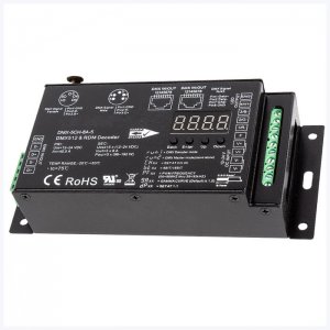 5-Channel LED DMX512 and RDM Digital Decoder and Master - 8 A/CH - Digital Display - 12-24 VDC